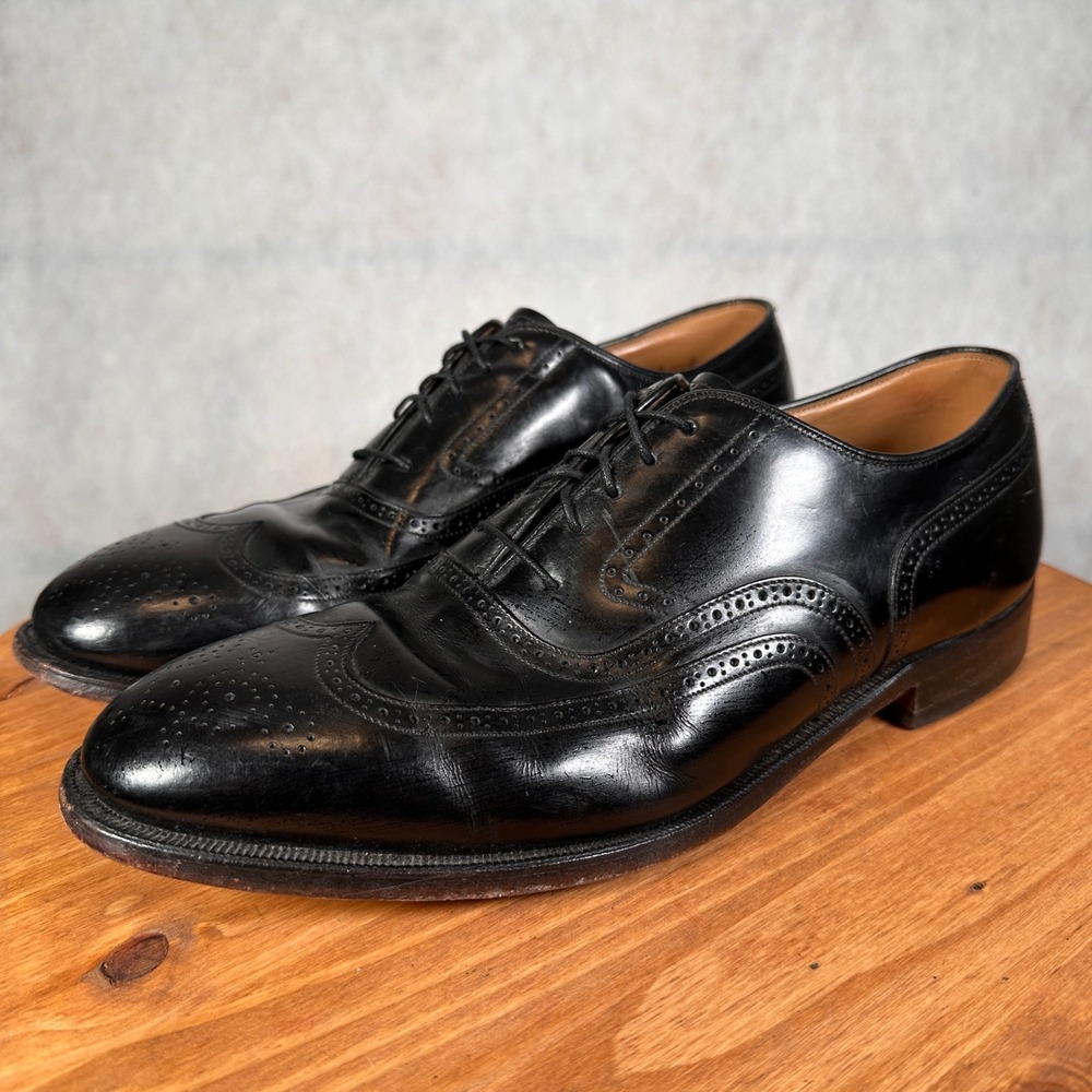 Johnston & Murphy Oxford Shoes Mens 10.5 Black Good Wingtip Brogue 24-73210